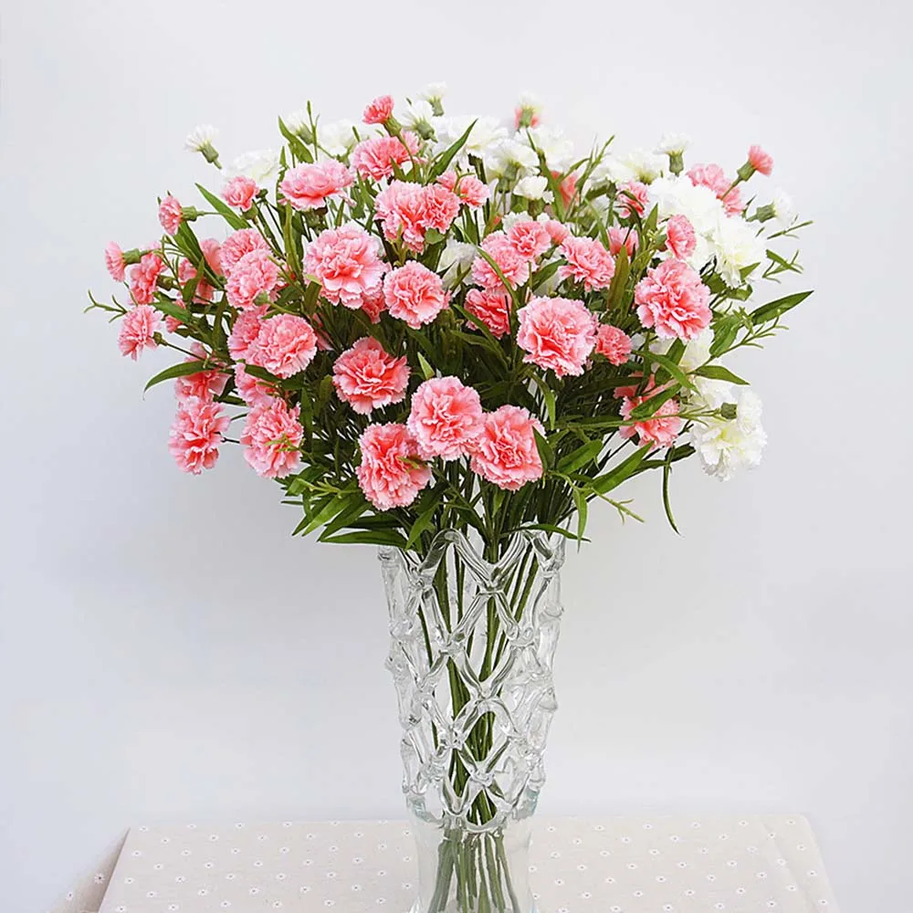 Искусственные цветы дешево для рождества дома свадьбы Декор Аксессуары diy подарок на день матери поддельные пластиковые цветы шелковая Гвоздика