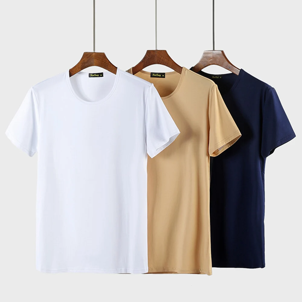 Smooth soft Modal cotton Men's Solid Color t-shirt O-Neck Short Sleeve T shirt men casual t-shirts Summer breathable tshirts top (1)