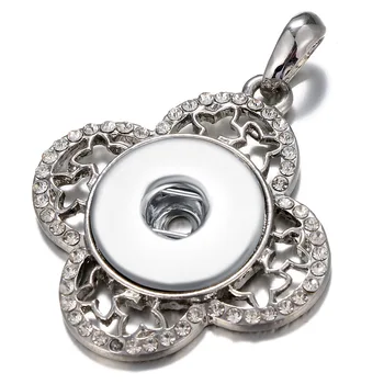 

hollow flower necklace Snap Button Jewelry Metal Pendant Necklace with 70CM chain Fit 18/20mm Snap Necklace Boom Life Jewelry