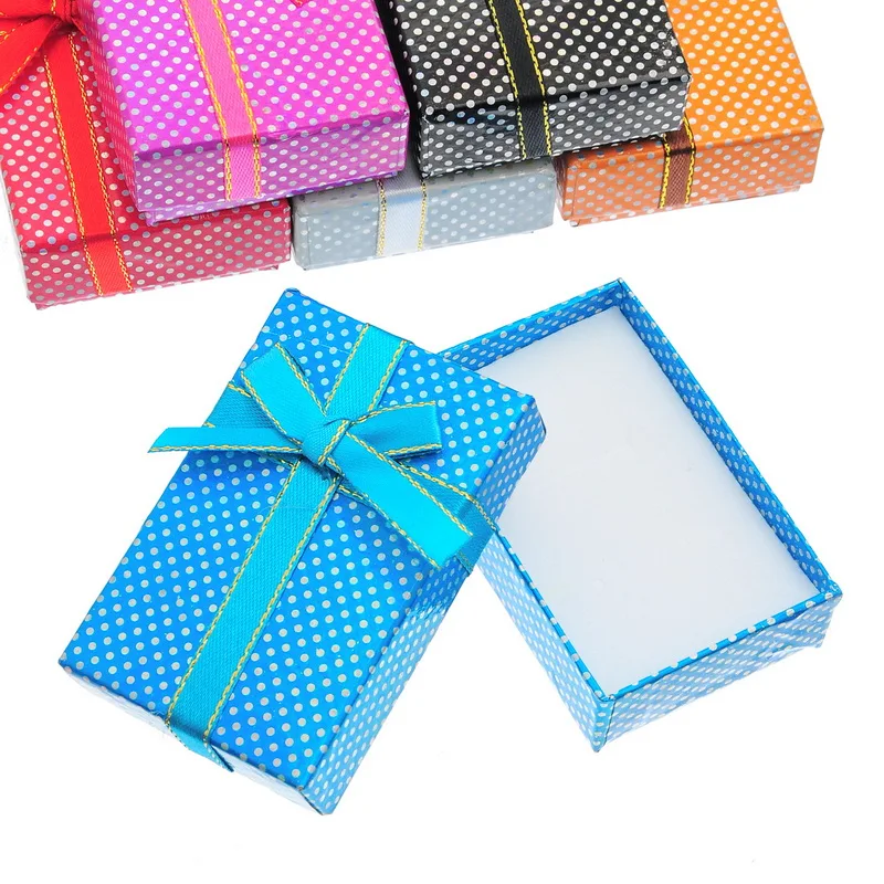 

FUNIQUE Wholesale 6PCs Packaging Gift Box Assorted Colors Jewelry Packaging & Display Box Ring Earrings Box 5*8*2.4cm