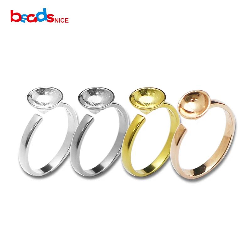 

Beadsnice Sterling Silver Ring Blanks 10 mm Round Ring Setting Handmade Jewelry Findings Adjustable Ring ID32839