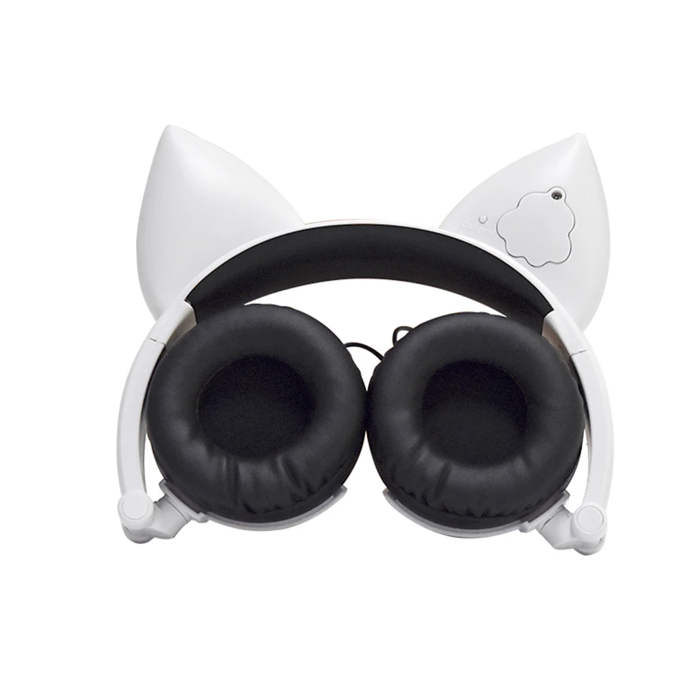 Foldable Fox Ear Headphones Flashing LED Lights for PC Laptop 3 5mm AUX Over ear Headset Adjustable Headband Kids Earphone