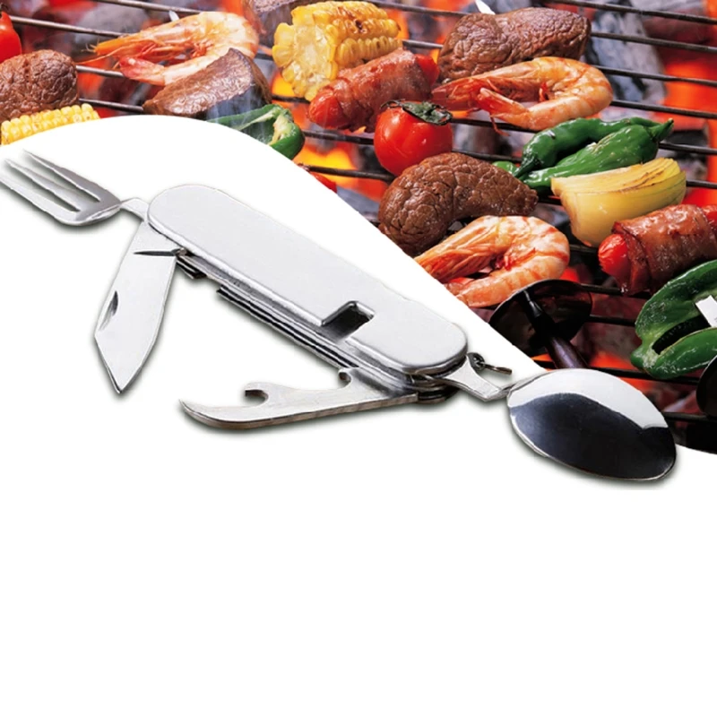 4 en 1 Cuchillo plegable cuchara tenedor viaje Camping vajilla plegable para Trekking Picnic cuchillos abridor 4 en 1 Cuchillo plegable cuchara tenedor viaje Camping vajilla plegable para Trekking Picnic cuchillos abridor