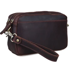2017 Handmade Multifunctional Bag For Men Clutch Wrist Bag Small Brown Leather Bag 4045