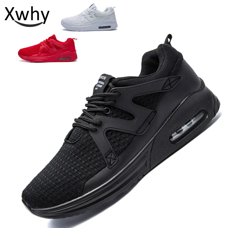 

Mens Shoes Mesh Breathable Walking Shoes Lace Up Male Sport Running Sneakers Big Sizes 46 Black Wearable Athletic Trainers