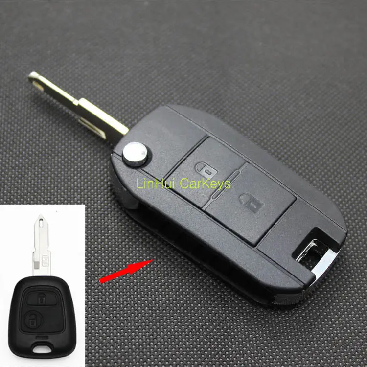 

PINECONE for PEUGEOT 206 Flip Folding Key 2 Buttons Uncut Blank Brass Blade Modified&Upgrade Remote Flip ABS Key Shell 1 PC