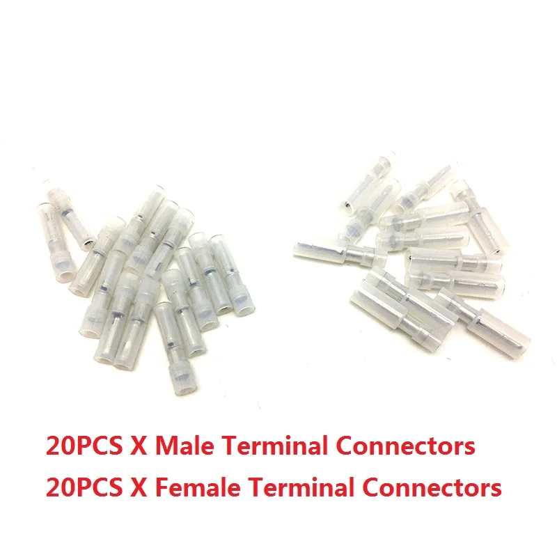 20 Pairs White 20 шт./компл. 10 шт./компл. электрический соединитель Мужской Женский обжимной изоляции нейлоновые кабельные наконечники - Цвет: 20 Pairs White