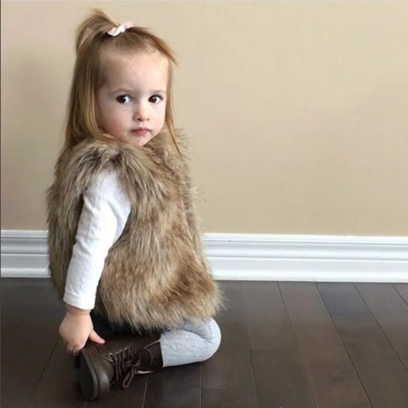 

Children's Vest for girls Warm Faux Fur Vest For girls Jacket Waistcoat Outerwear Enfant Gilet Veste Baby Girl Jacket Fox Hair