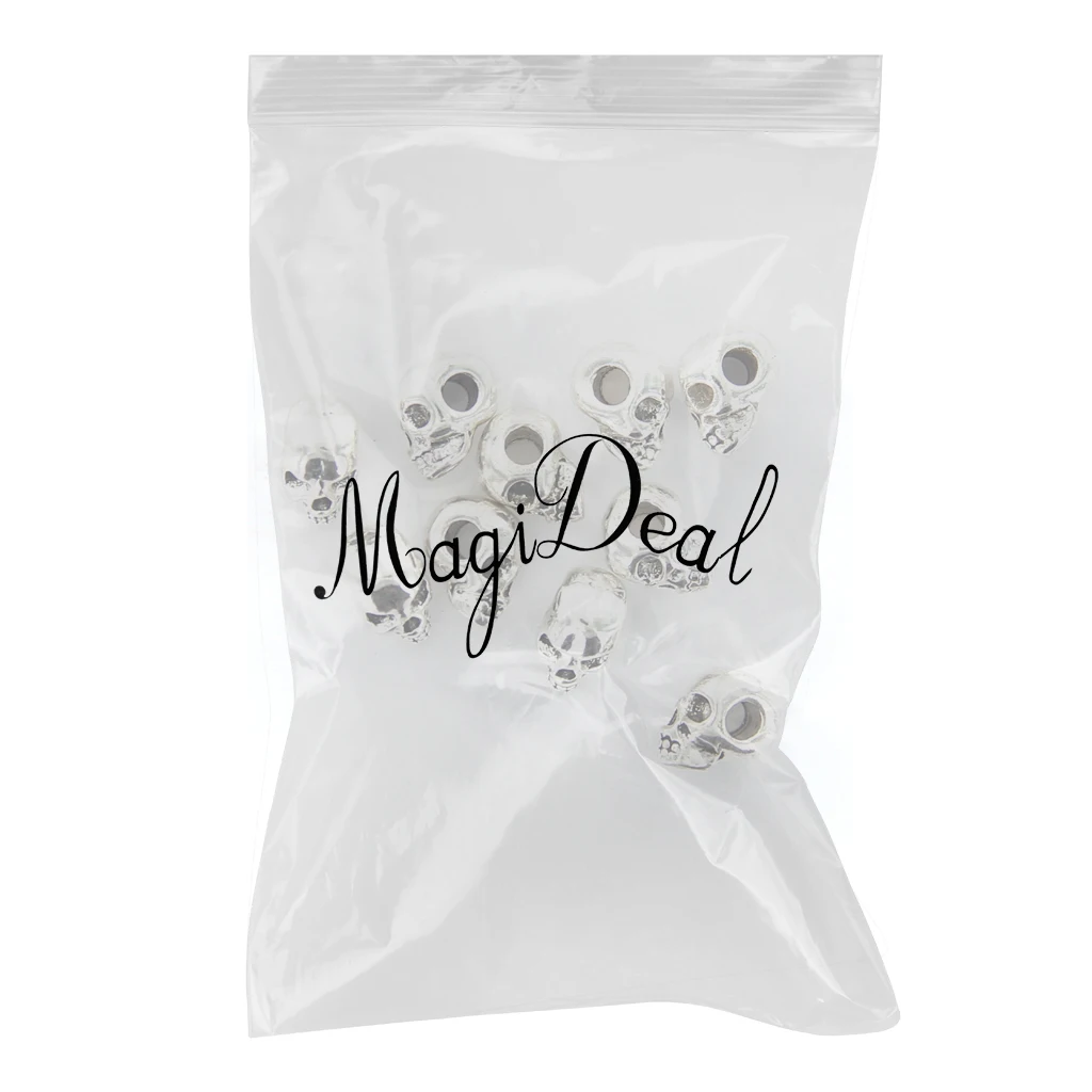 10pcs Fashion Retro Skull Spacer Beads for  Sewing Necklace Bracelets Making DIY Accessories Antique silver Color
