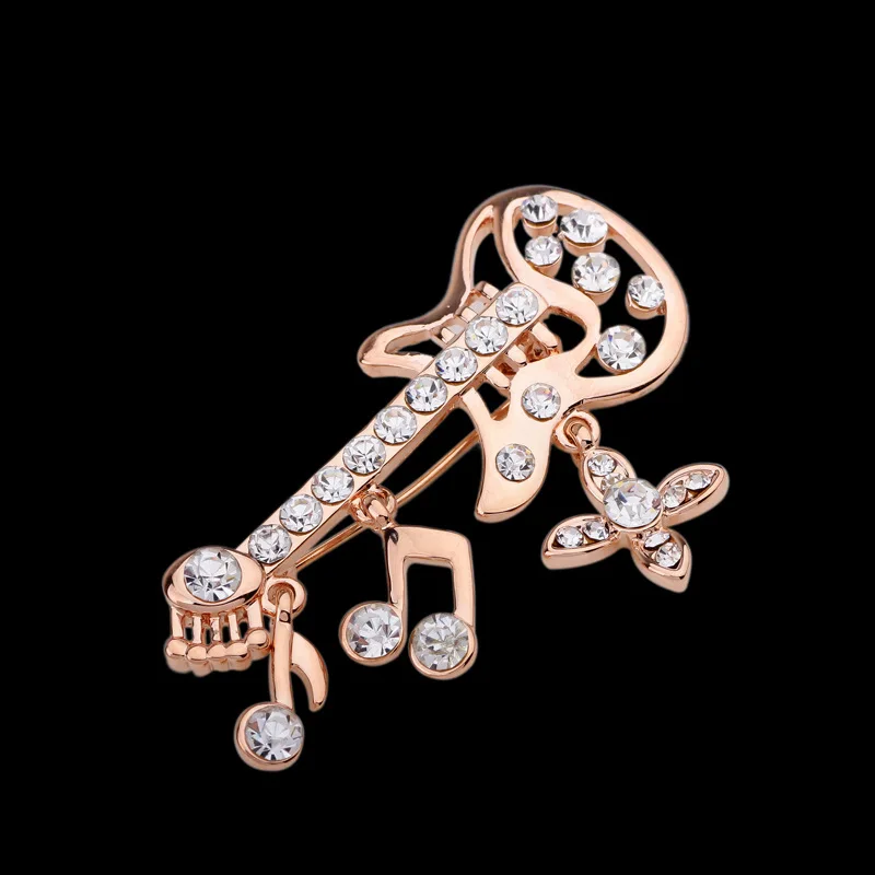 Brooches Pin 2016 Romantic Zinc Alloy New Wholesale Top Quality Bijuterias Upscale Guitar Brooch Exquisite Rhinestone Women | Украшения и