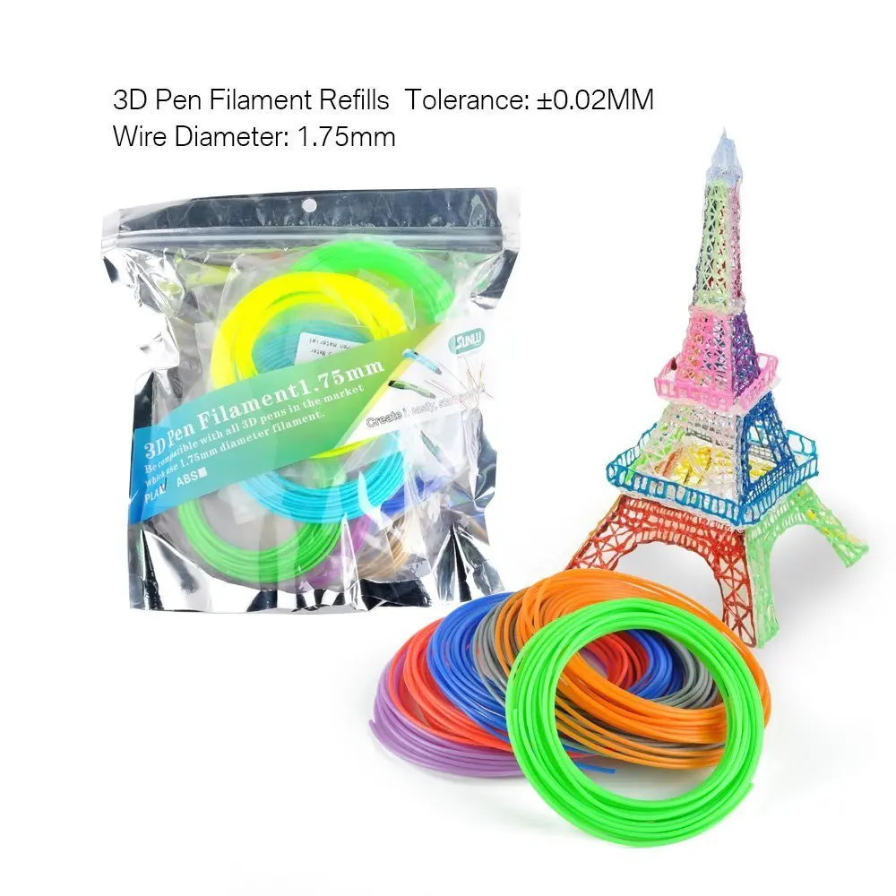 SUNLU PCL 3D Ручка накаливания заправка 10 цветов 5 м/уп. для 3D печати дудлинг ручка в низкой температуре