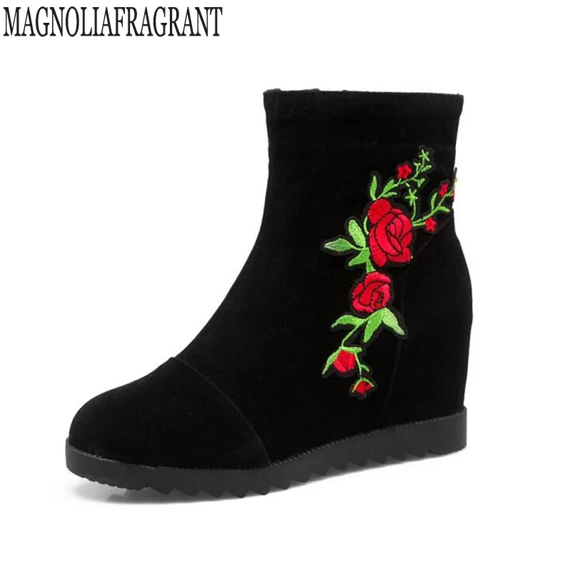 

women boots 2017 New Handmade embroidery Winter Boots lace-up Woman Shoes Casual Full Grain Leather Ankle Boots For Women k497
