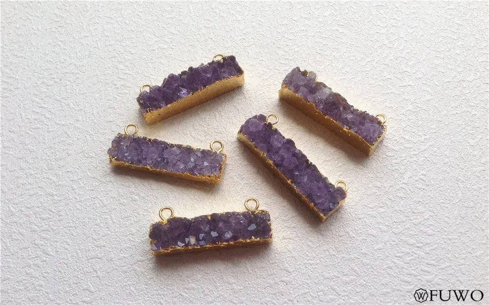 Double Bails Amethyst Bar Pendant 7