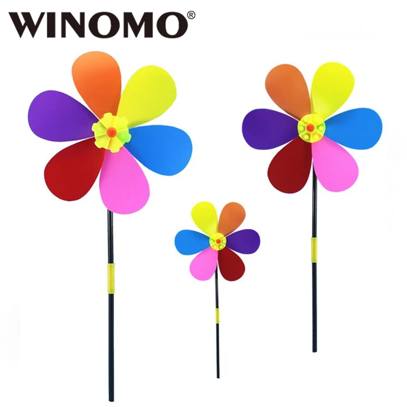 

WINOMO Six Petals Sunflower Flower Windmill Wind Spinner Grassland Outdoor Backyard Pinwheel for Toy Decoration Children Kids