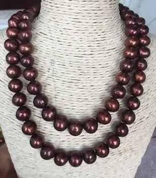 

Beautiful 2row 10-11 mm chocolate baroque pearl necklace 18"19"