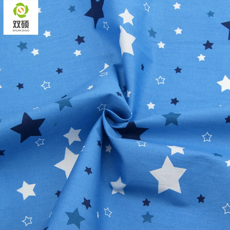 Shuanshu Twill Cotton Fabric Patchwork Cartoon Bule Tissue Cloth DIY Sewing Quilting Fat Quarters Material For Children 5pcs/lot