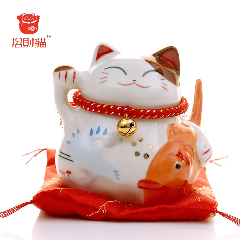

lucky cat maneki neko home decor piggy bank gato de la suerte feng shui miniature figurines desk decoration room accessories
