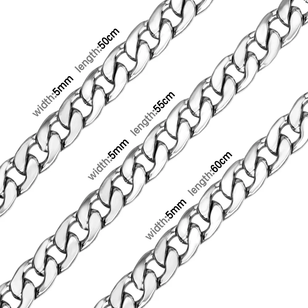 Роскошные стальные цепочки, ожерелье s для мужчин, ширина 5 мм/7 мм, нержавеющая сталь, золото/серебро, цвет, кубинская цепочка, ожерелье, опт