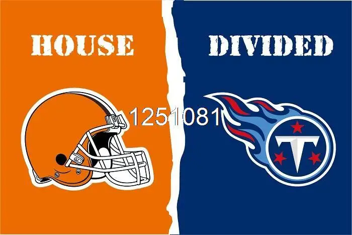 Cleveland Browns Tennessee Titans House Divided Flag 3ft X