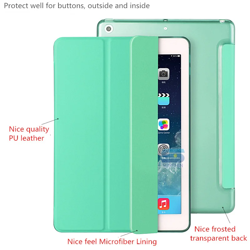 Case da Pele para a Apple Case para o Ipad com Certeza Bom Novo Ipad Polegada A1822 - 3 Slim Transparente Couro Duro Inteligente Capa 2021 9.7 - Imagem 2