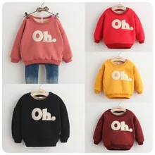 Зимний свитер для мальчиков; детская одежда; свитер с буквенным принтом; Спортивный костюм для маленьких девочек; топы; бархатный пуловер; зимняя одежда
