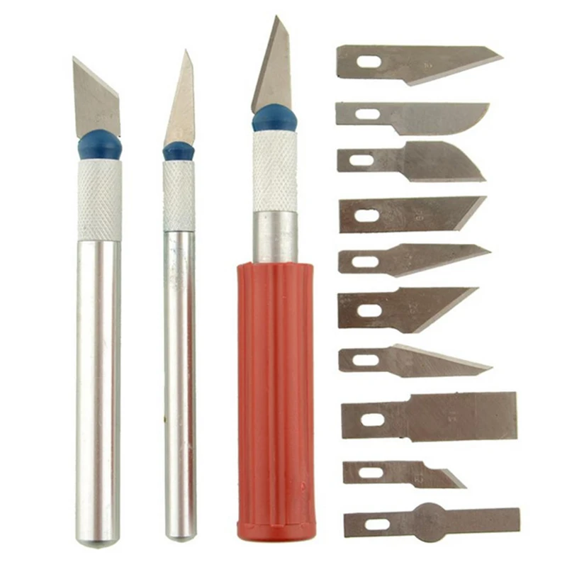 

13 Blades 3 Knife Handles With Box Non-Slip Metal Scalpel Knife Tools Kit Cutter Engraving Craft Knives Sculpture Carving Knife