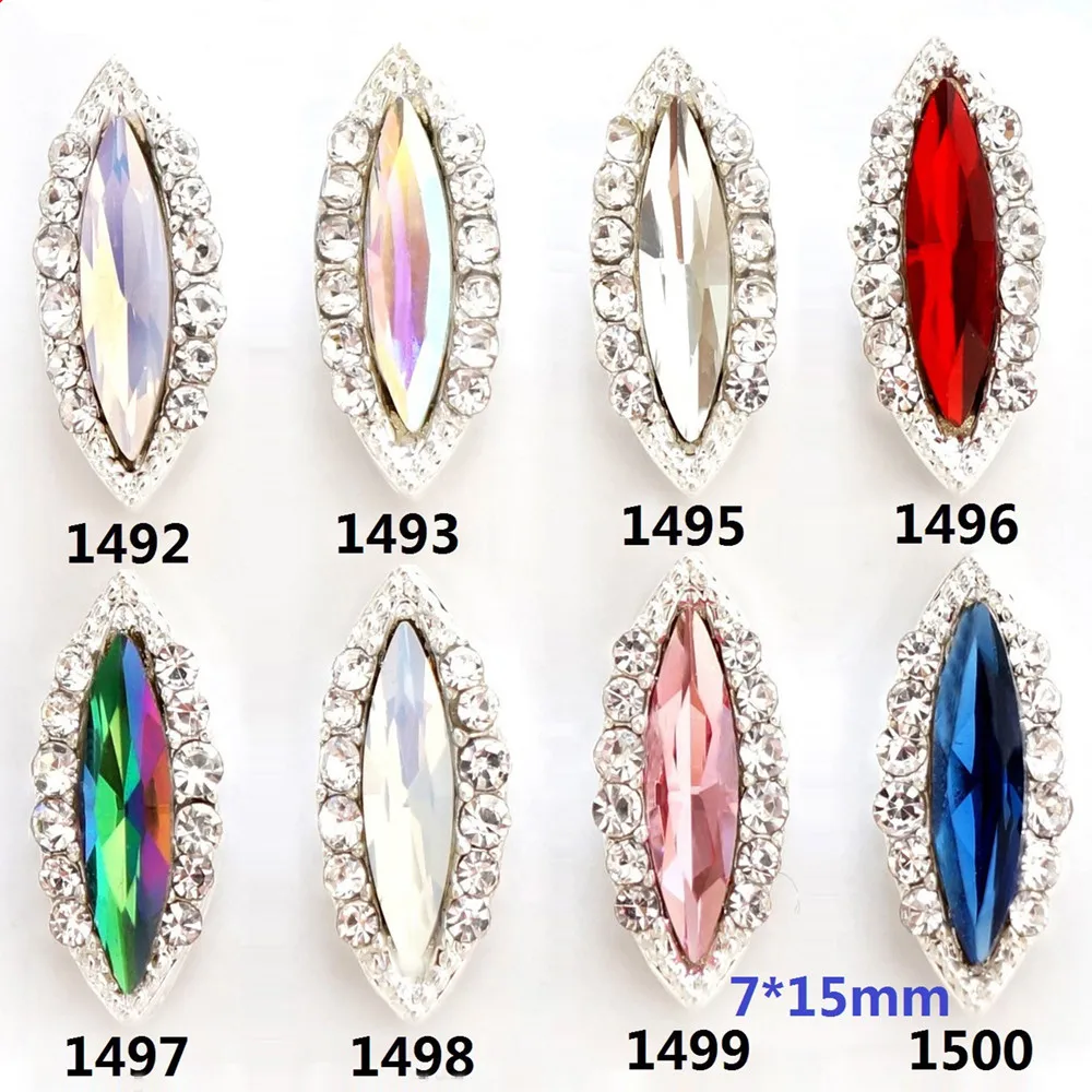 wholesale Nail decorative materials accessories rhinestone alloy Luxury pointed face long horse ...