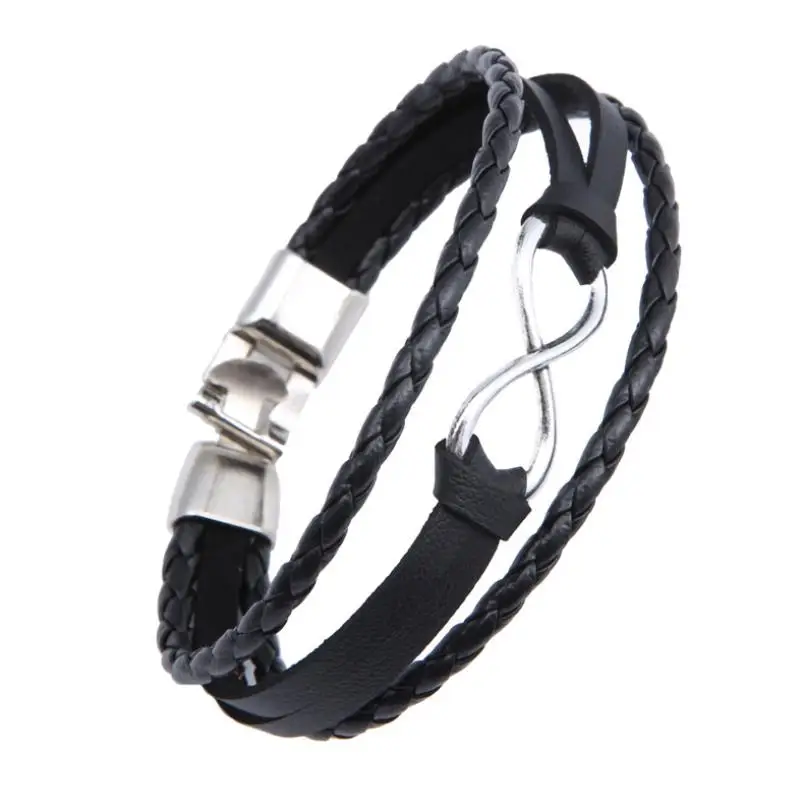 

Ourania Digital 8 word jewelry fashion lucky bracelet woven leather rope bracelet men's and women's lovers bracelet