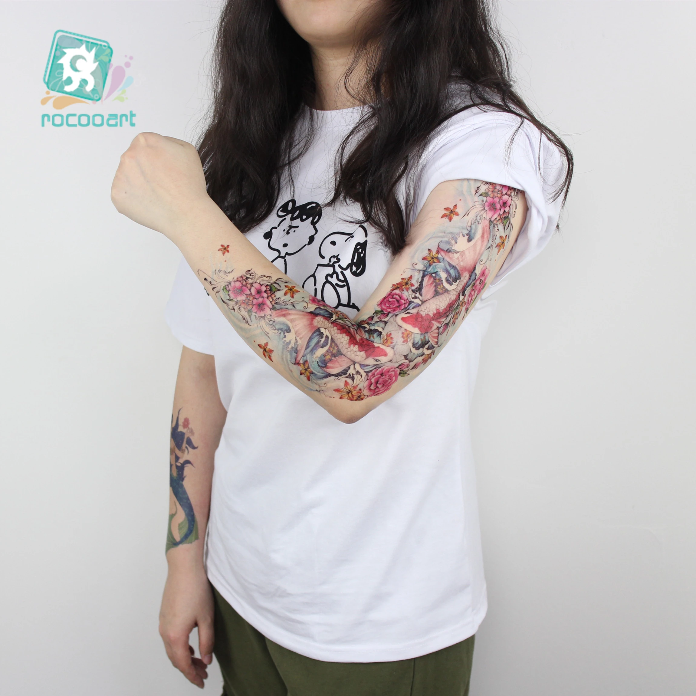 

AC-002/Beauty Full Arm Extra Large Leg Temporary Tattoos Body Art Tattoo Stickers Full Arm fake Tatoo Flower 15.8x48cm