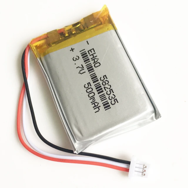 3.7V 500mAh Lithium Polymer LiPo Rechargeable Battery with JST 1.0