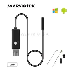 Эндоскопа 2in1 USB эндоскопическая камера Android 8 мм 2 м 5 м 10 м USB OTG Змея пробки инспекции HD 720P бороскоп Камера 6LED Водонепроницаемый