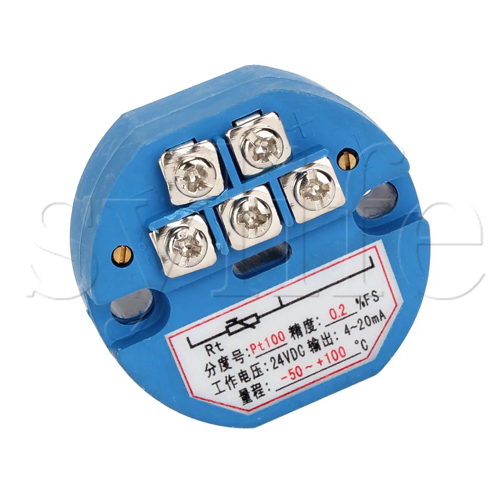 

Plastic PT100 Temperature Sensor Transmitter DC 24V -50~100degree output 4-20mA