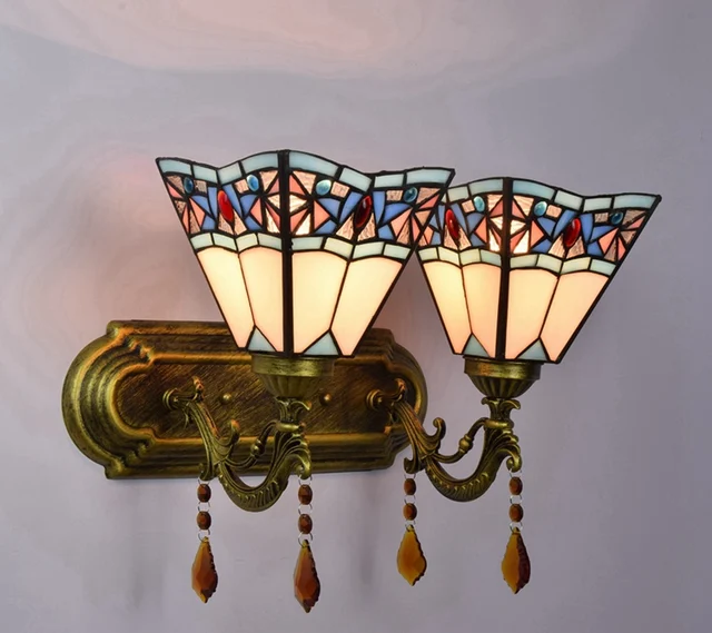 Middellandse Zee blauw Vintage kleur glas kristal wandlamp vierkante ... Middellandse Zee blauw Vintage kleur glas kristal wandlamp vierkante ...