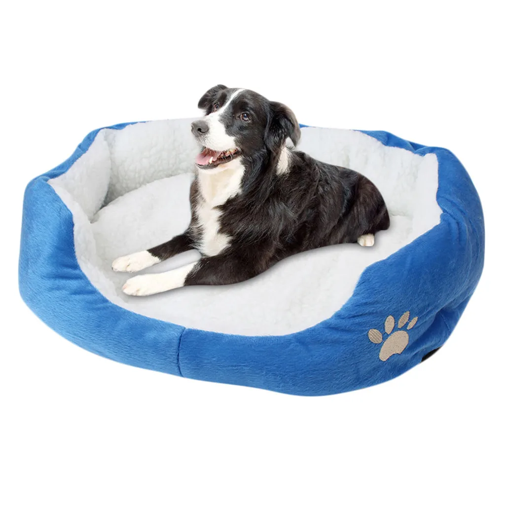 

Blue lambskin warm soft doghouse pet dog puppy cat fleece warm bed room plush comfortable nest pad pet equipment 2