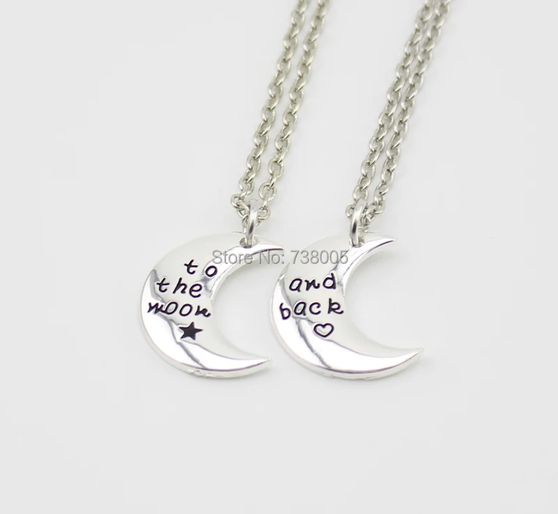 Ожерелье BFF Forever с надписью To The Moon & Back колье Best Friends и изображением сердца 2015 2