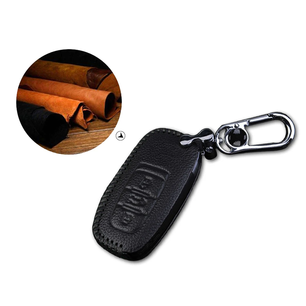 Кожа удаленного случае ключи сумка чехол для AUDI Smart Key роскошные пояса из натуральной кожи для рукоделия черная линия 1 шт. Тип B
