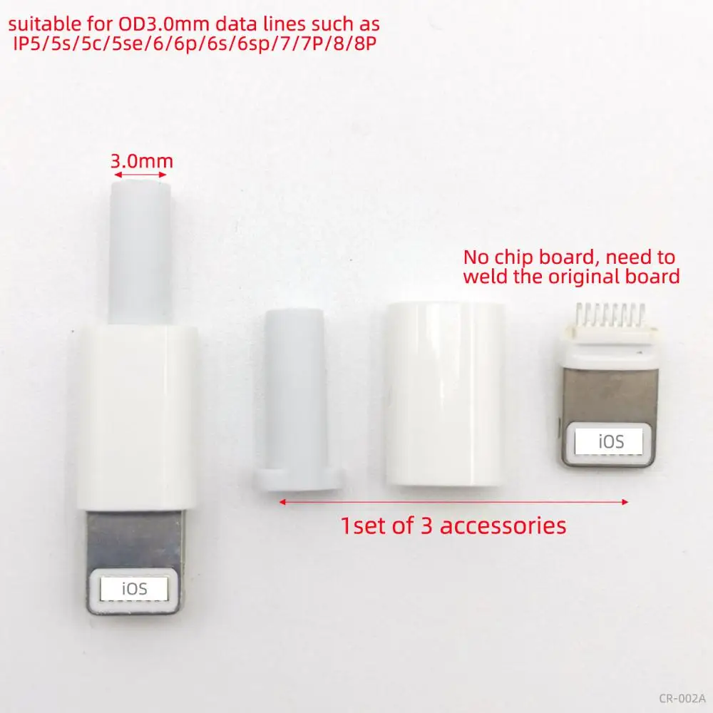 5 комплектов USB для iphone штекер с чипом разъем платы Сварка 2,6/3,0 мм данных OTG линейный интерфейс DIY переходник Кабель для передачи данных запчасти - Цвет: CR-002A 5sets