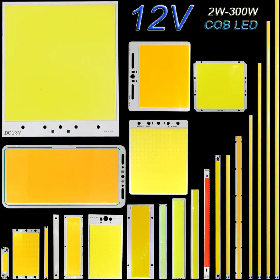 12v 2W-6W COB LED Square/ Strip Light High Power Lamp Bead Chip Warm/Cool White 