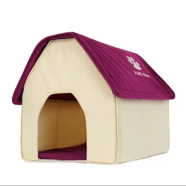 Роскошные собачьи домики для больших собак, двухкомнатные съемные дышащие Нескользящие мягкие удобные собачьи большие кровати, теплые толстые гнезда - Цвет: Red