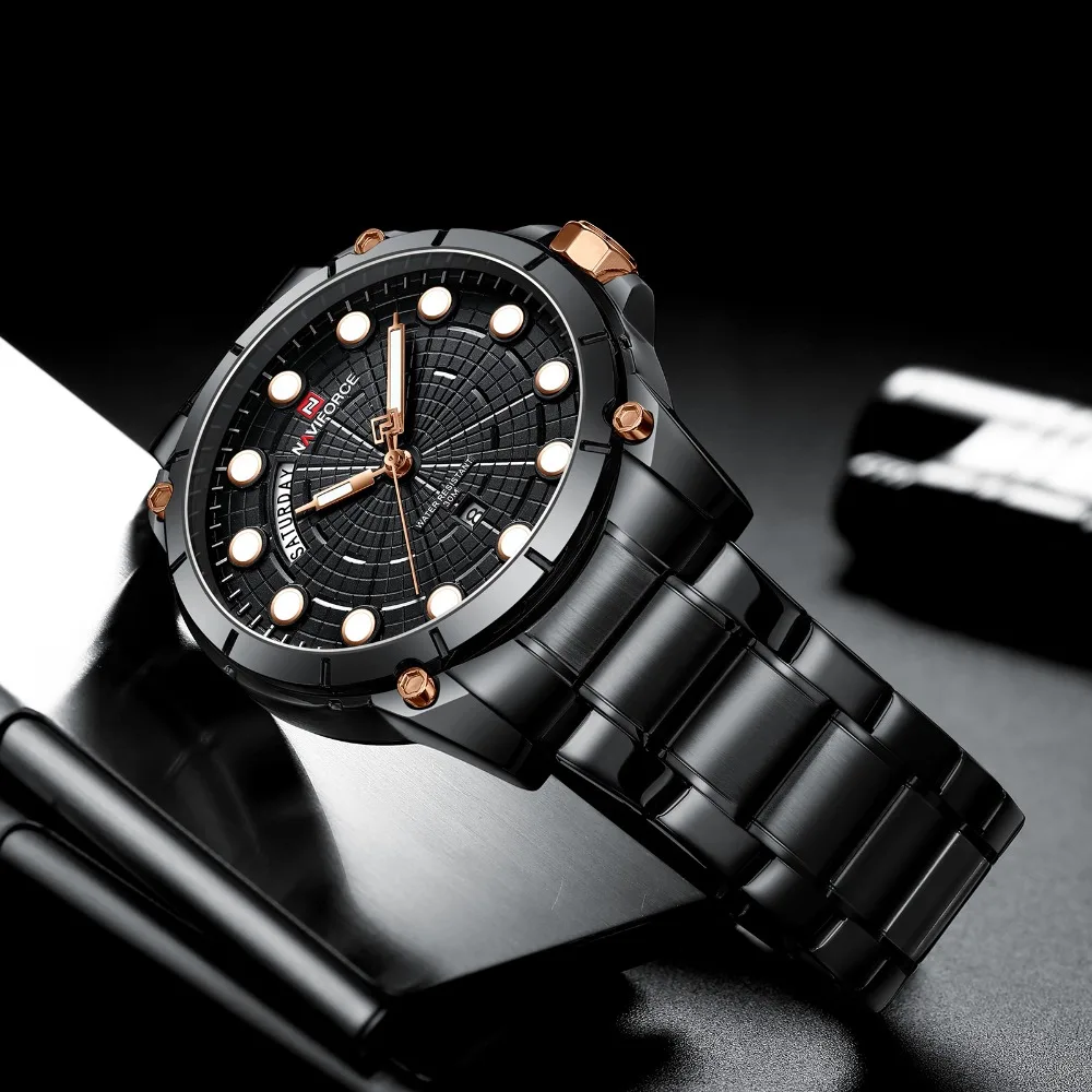 NAVIFORCE Watch Men Luxury Top Brand Stainless Steel Men's Wrist Watches Sport Watches for Man Quartz Wrist Watch Men Waterproof (13)