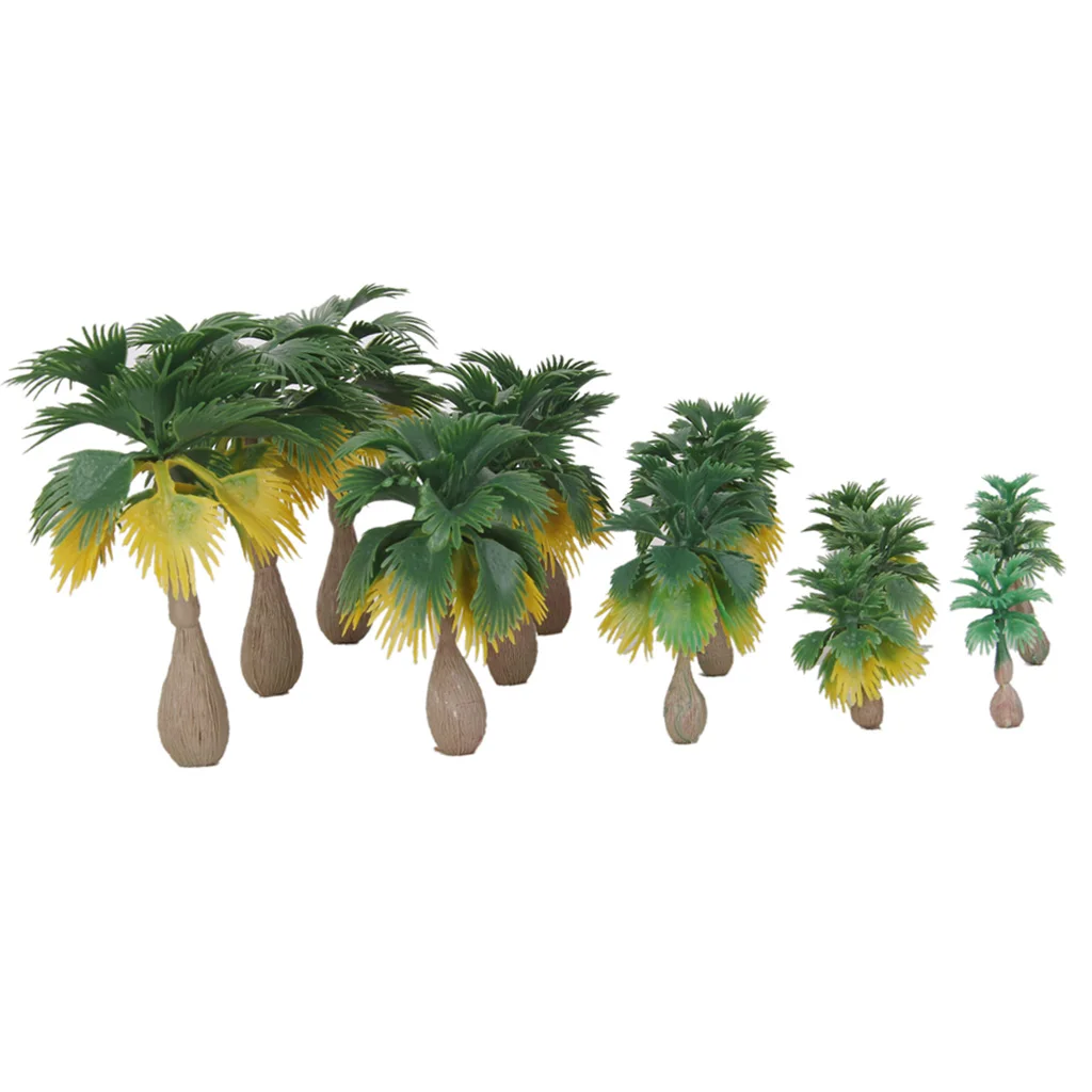15 Pcs Mini Model Train Trees Tropical Forest Scenery Scale N Z 1:100-1:300 Green and Brown