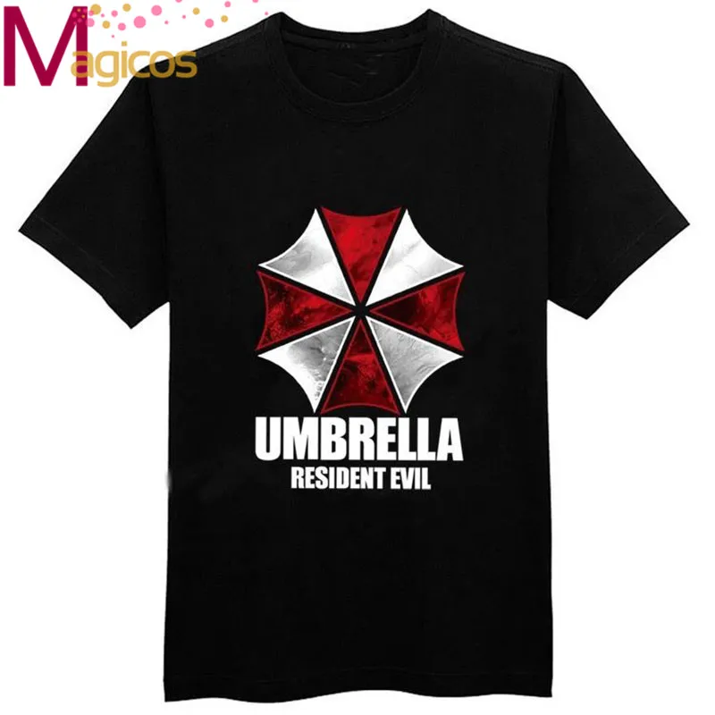 

2016 Fashion Tshirt Umbrella Resident Evil Movie Loose Printed Short Sleeve O-Neck Tops Anime T Shirt Men