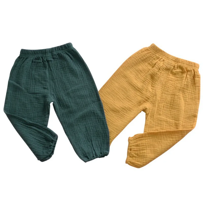 Весенне-осенние штаны для малышей Свободные Штаны для детей, одежда для мальчиков шаровары для девочек Однотонные Хлопковые Штаны Мягкие штаны для малышей