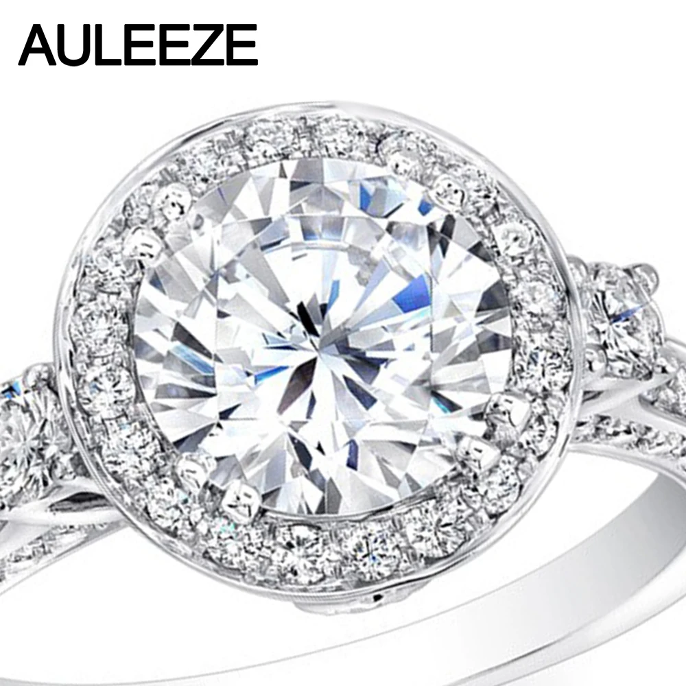 Тестовый позитив 14K белое золото 1 ct Moissanite кольцо для свадьбы Благородное женское