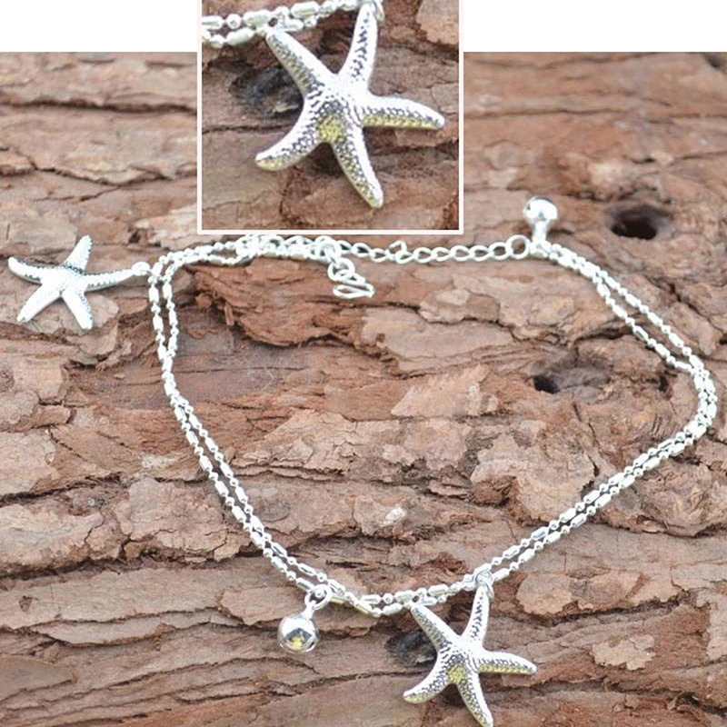 

1 pcs Silver Summer Style Women Starfish Ankle Chain Anklet Bracelet Foot Jewelry Sandal Beach Chain Girls Female Anklets