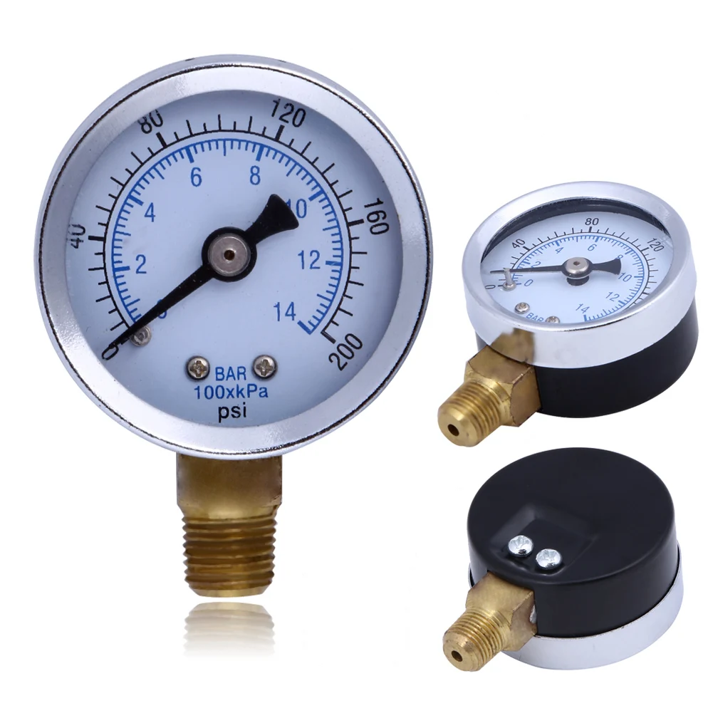 

Metal Pressure Gauge 1/8" Male NPT Mini Air Compressor Hydraulic Pressure Gauge 200PSI Side Mount 1.5" Face Dial Plate