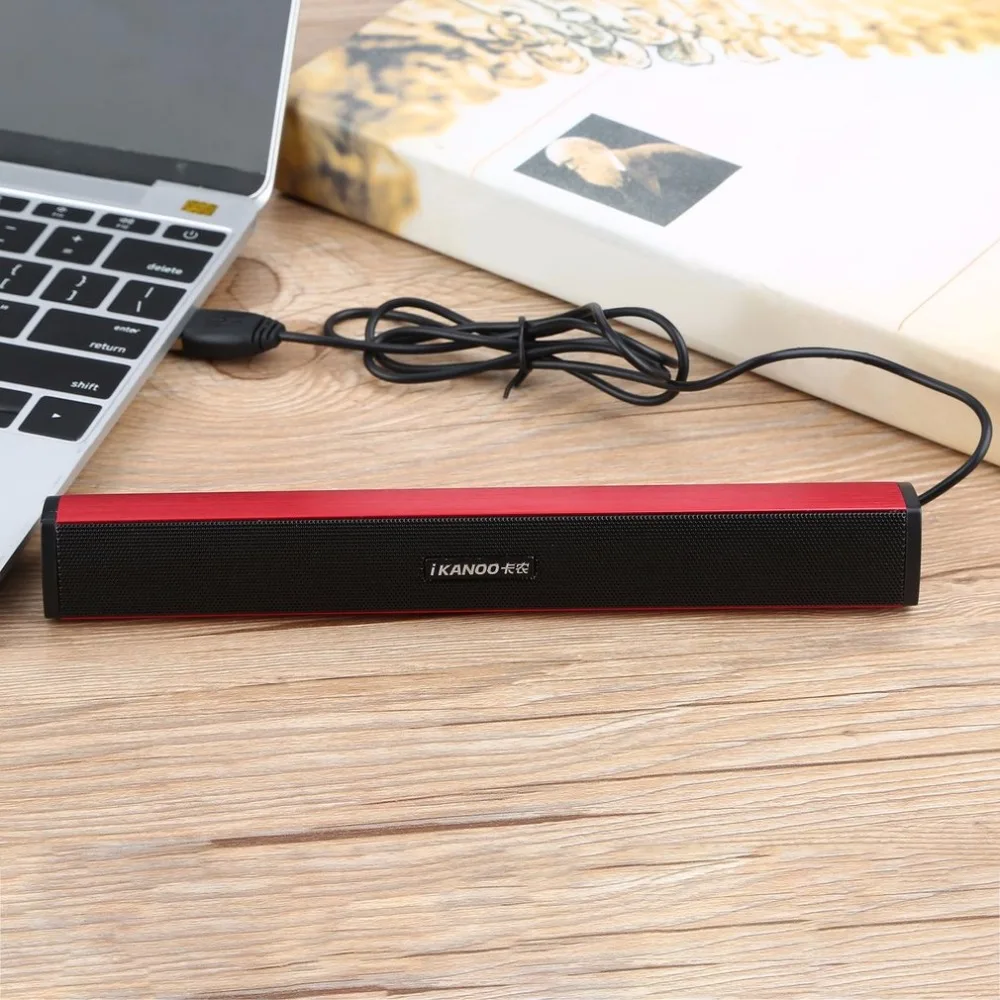 Original iKANOO USB Power Laptop Computer PC Notebook Audio Speaker Audio Stereo Amplifier Soundbar Earphone Jack with Holder
