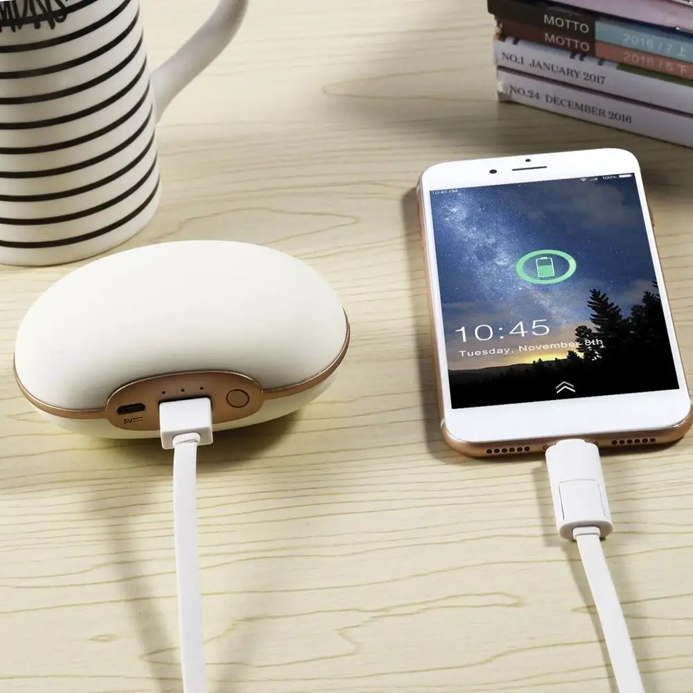 

Cute Pea Shape Winter USB Rechargeable Mini Hand Warmer Massage Portable with Power Bank 4000mah for Cellphone