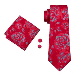 LS-1497 Барри. ван классический Для мужчин галстук 100% шелк красный цветочный галстук Hanky запонки Набор для Для мужчин; Свадебная вечеринка