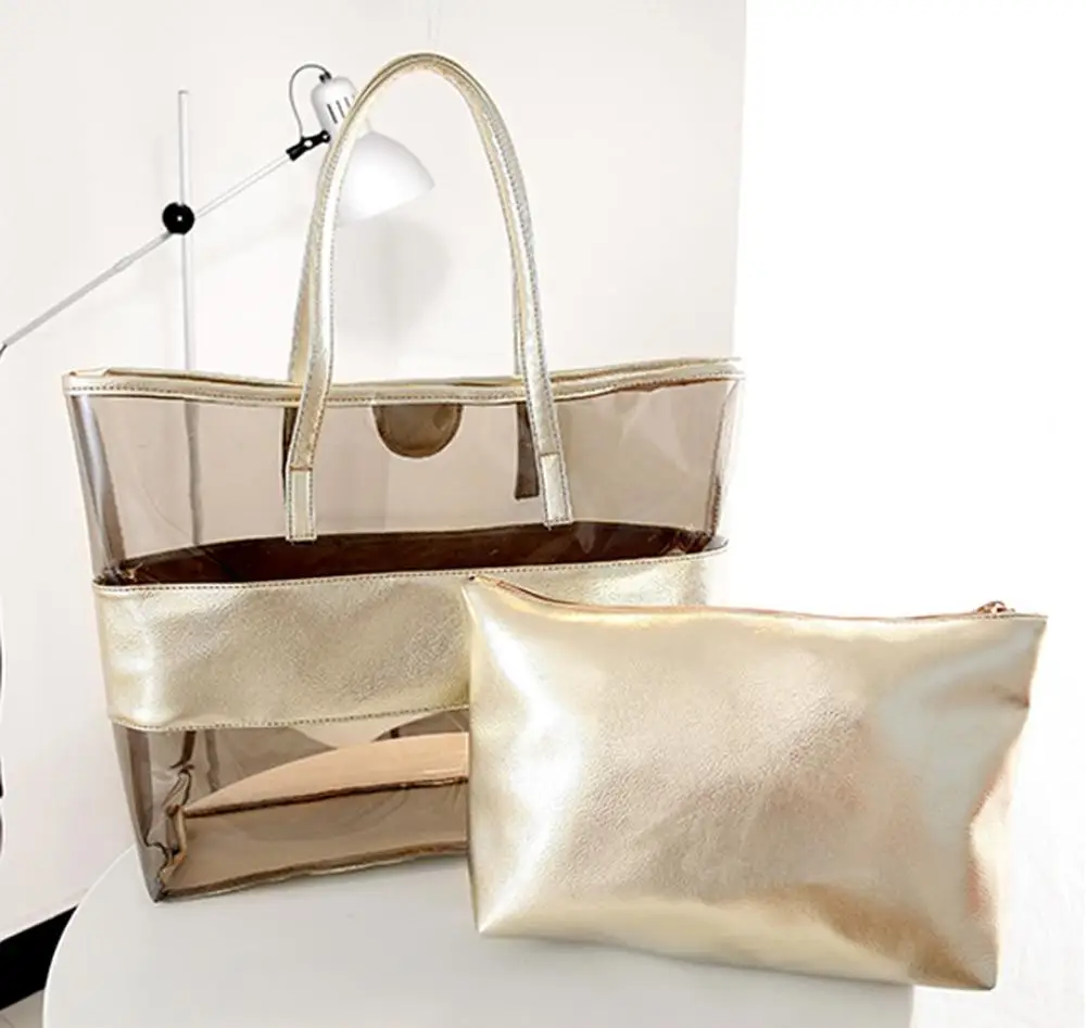 Fashion Lady Large Capacity Transparent Beach Jelly Handbag Shoulder Bag